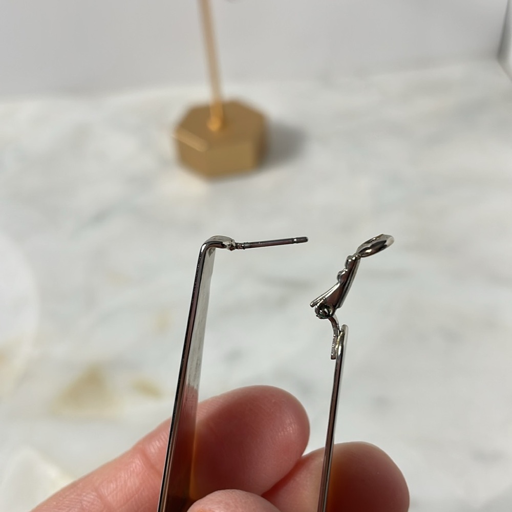 Vintage,Modern, Retro, Rectangular Silver Metal E… - image 4